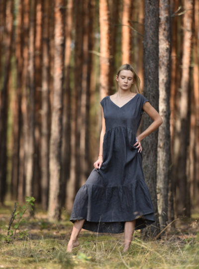 długa lniana sukienka oversize