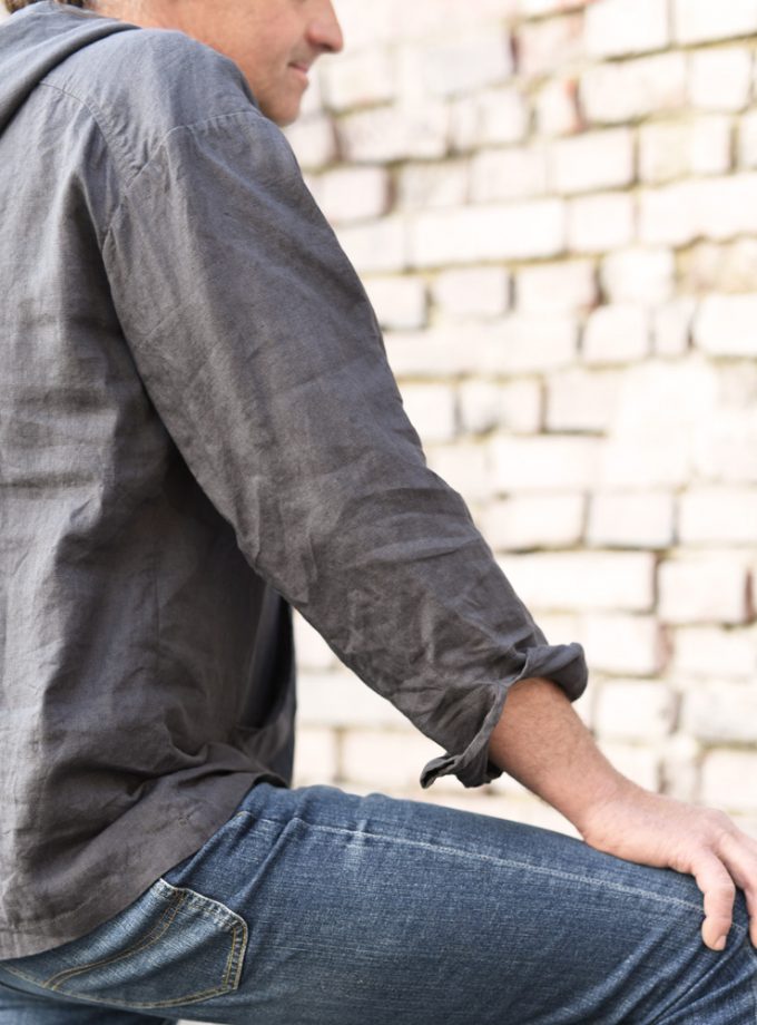 Lniana bluza męska Joo z kapturem