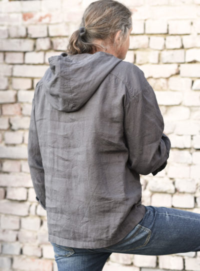 bluza męska lniana z kapturem