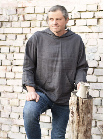 bluza męska lniana z kapturem