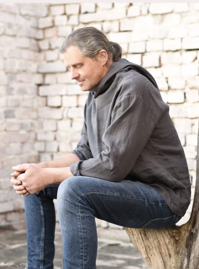 Lniana bluza męska Joo z kapturem