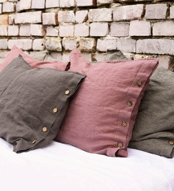 Autorska kolekcja Dziki Sen - lniane poszewki - leśny wrzos