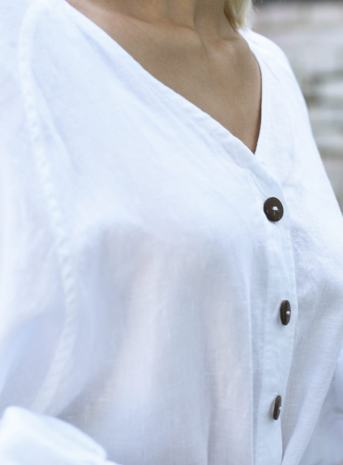 Lniana koszula Midi dla kobiet