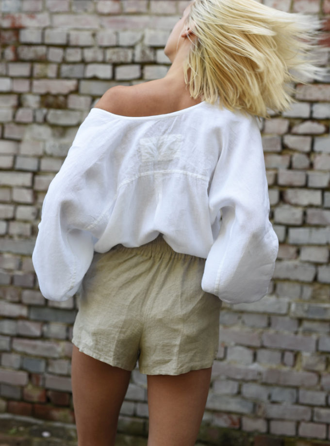 Lniana koszula Midi dla kobiet