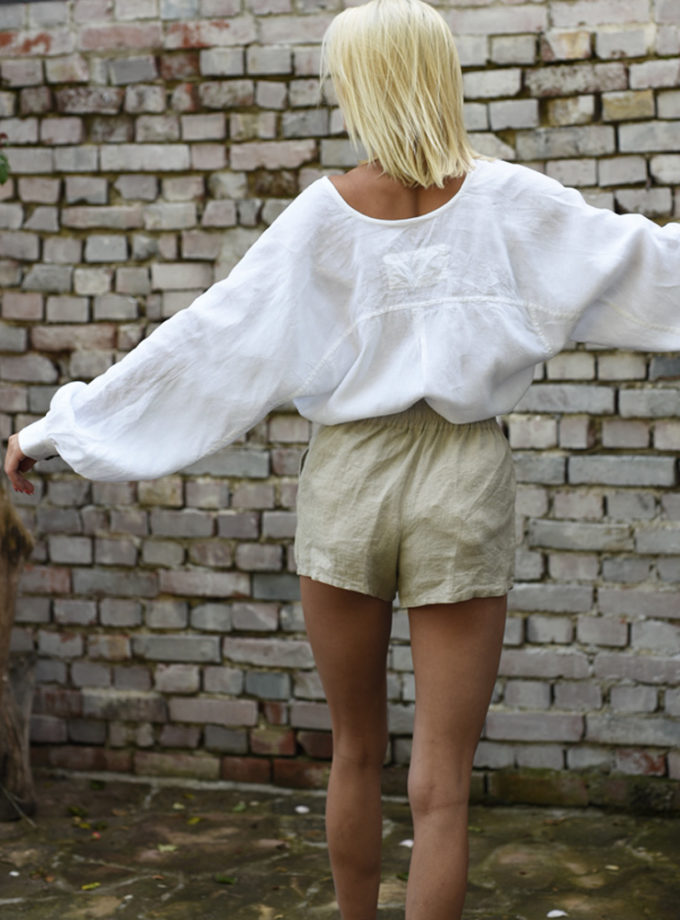 Lniana koszula Midi dla kobiet