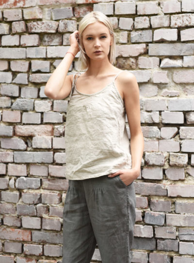 lniana bluzka z wiązanymi ramiączkami