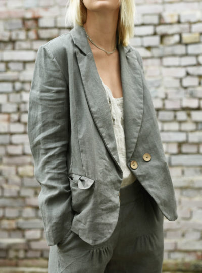 lniana marynarka z kieszeniami