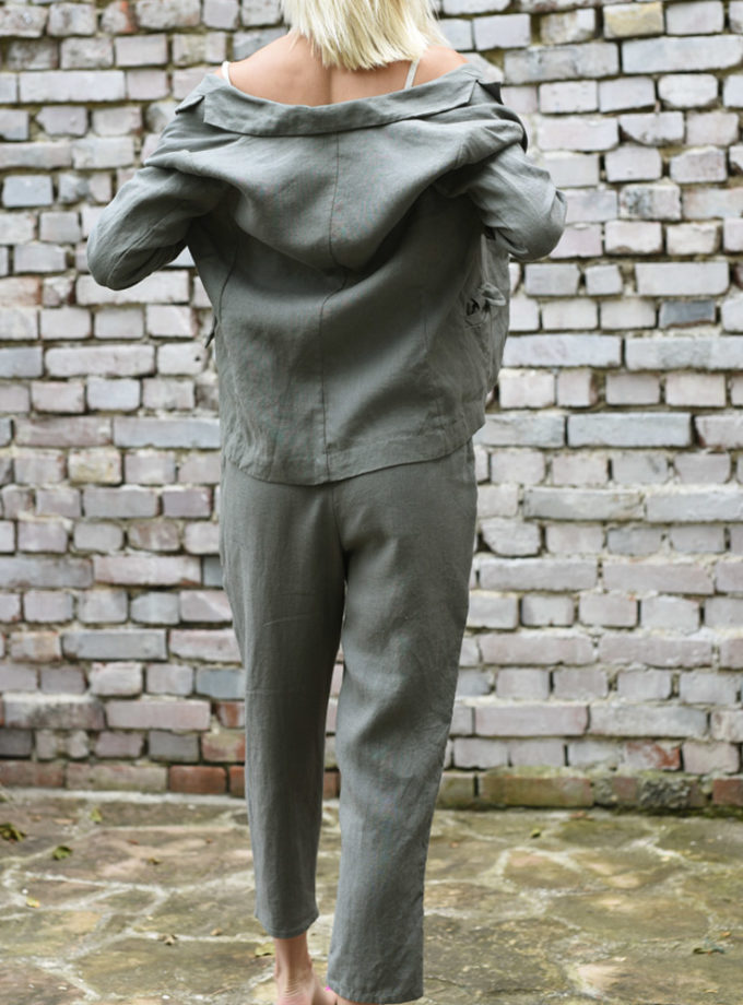 Spodnie Cygaro z grubszego lnu