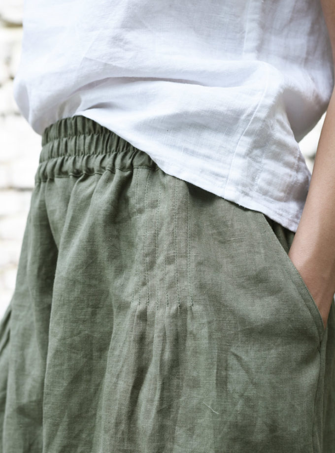 Lniana długa spódnica Rio - zielona łąka