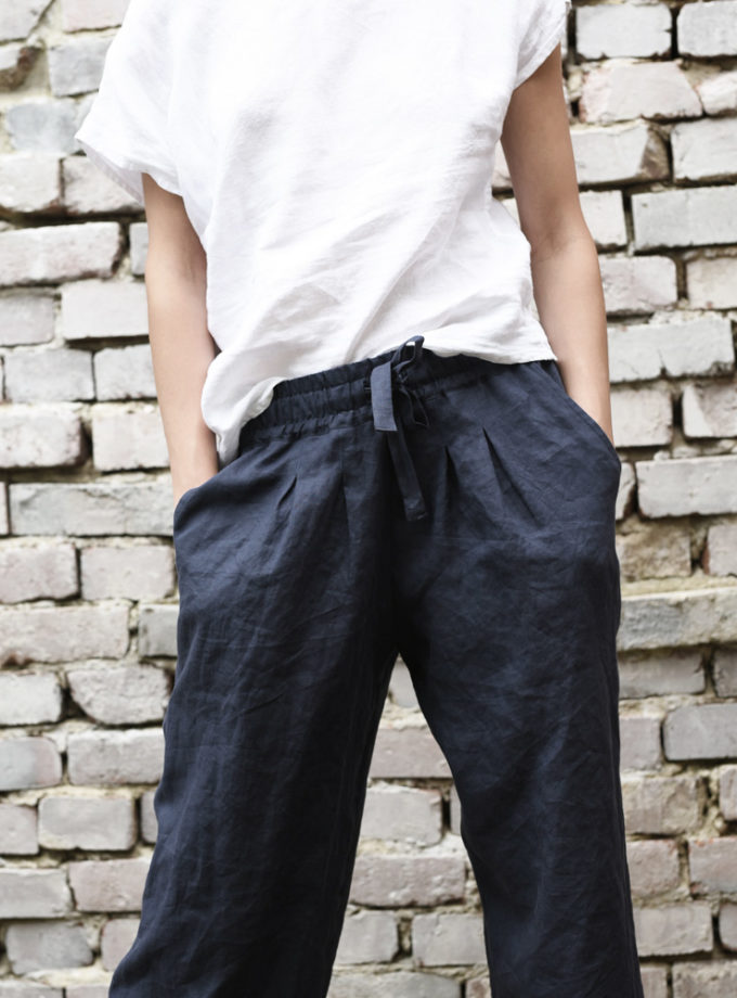 Lniane luźne, długie spodnie Vera