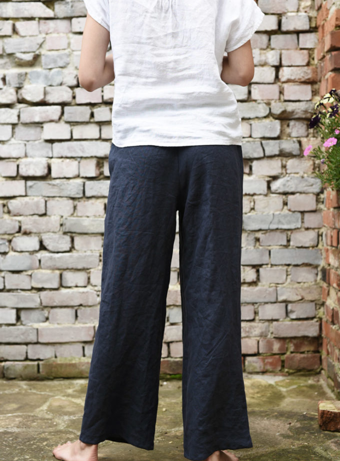 Lniane luźne, długie spodnie Vera