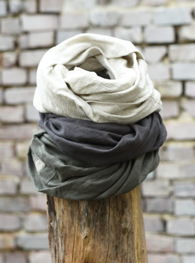 Lniany komin, lekki uniwersalny szal tuba