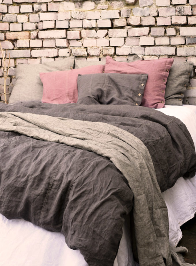 Autorska kolekcja Dziki Sen - lniane poszewki - leśny wrzos