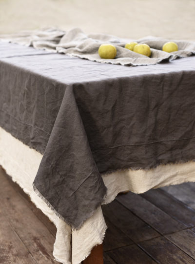 obrus z lnu do jadalni biały
