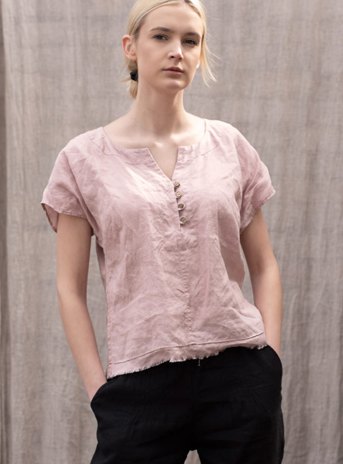 Lniana bluzka z krótkim rękawem Liv