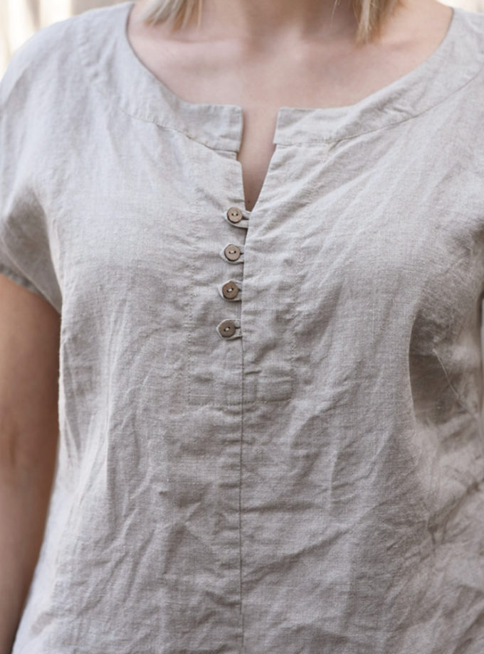 Lniana bluzka z krótkim rękawem Liv