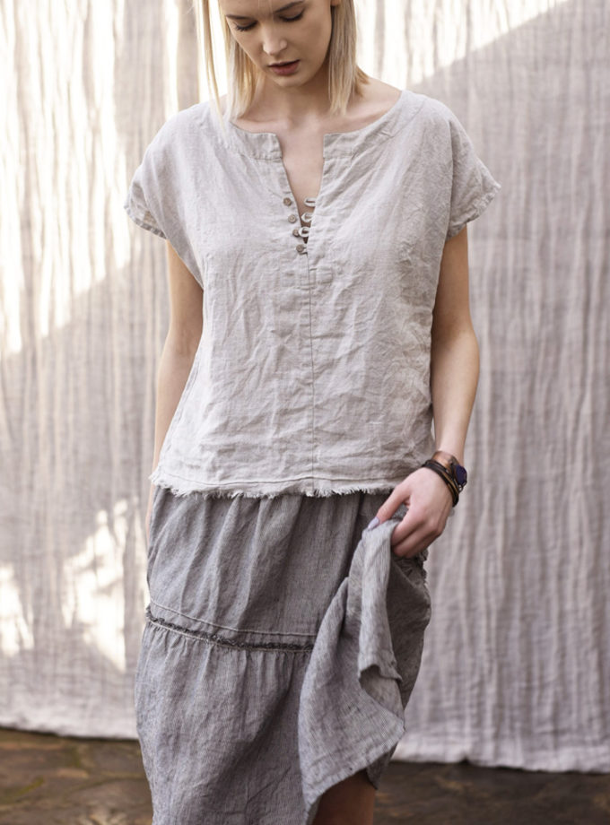 Lniana bluzka z krótkim rękawem Liv