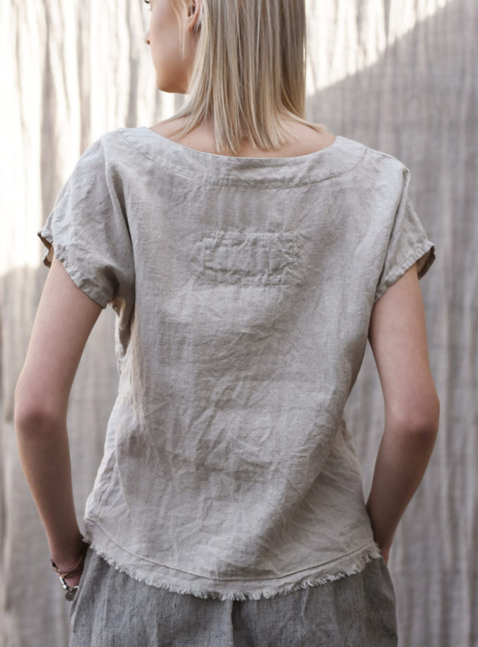 Lniana bluzka z krótkim rękawem Liv