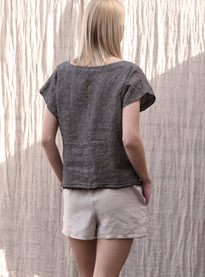 Lniana bluzka z krótkim rękawem Liv