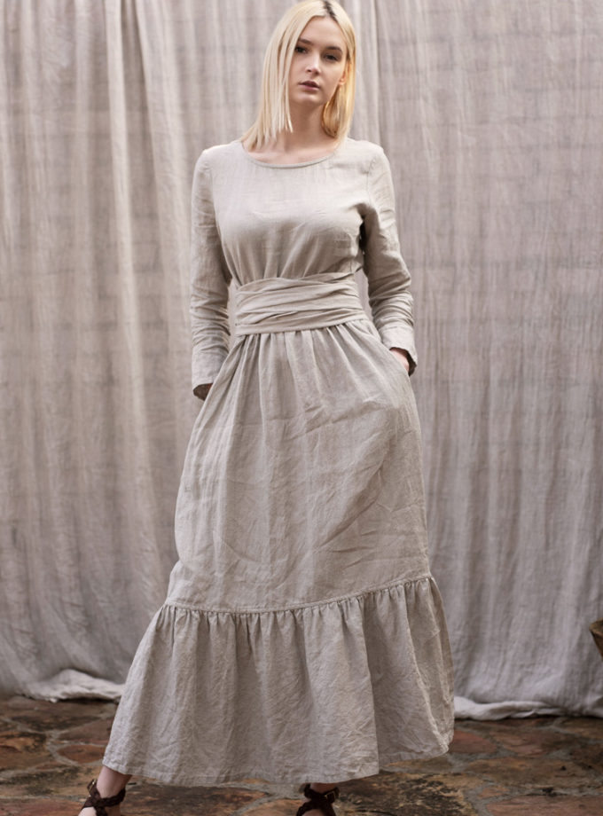 Lniany szeroki pasek