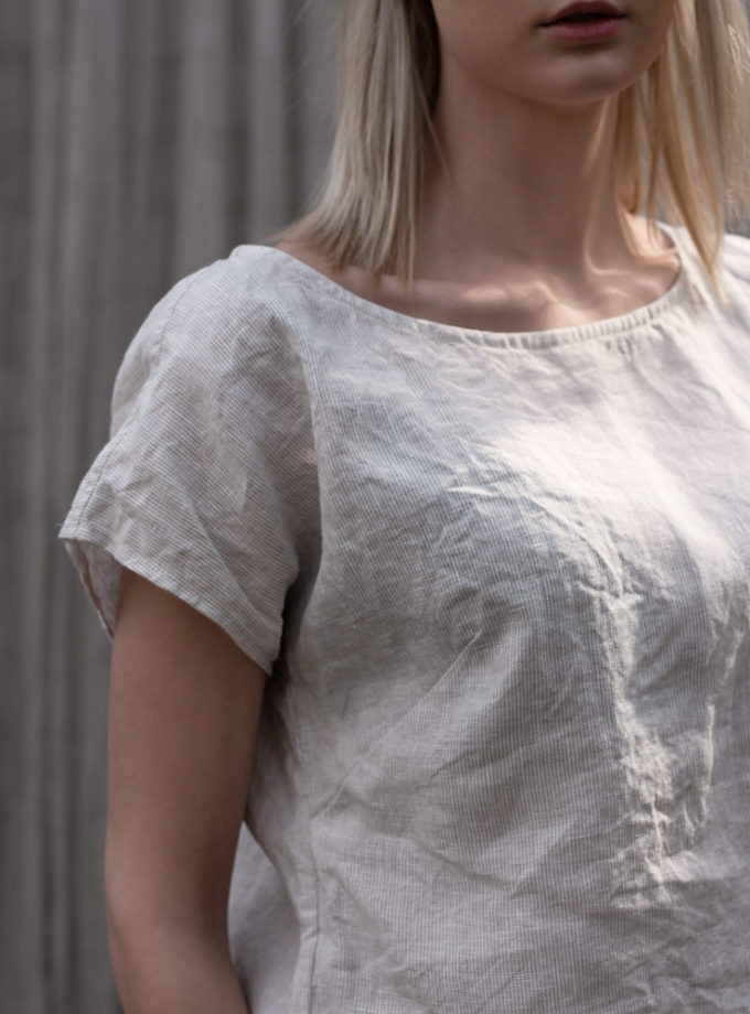 Lniana bluzka z krótkim rękawem Oliv