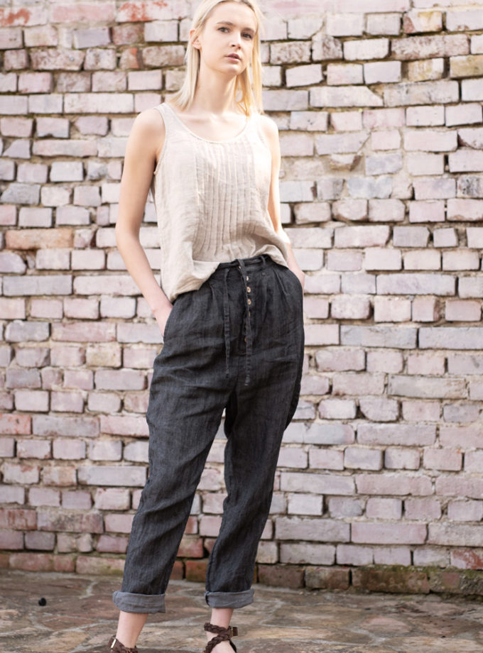 Lniane grubsze spodnie Do Podwijania