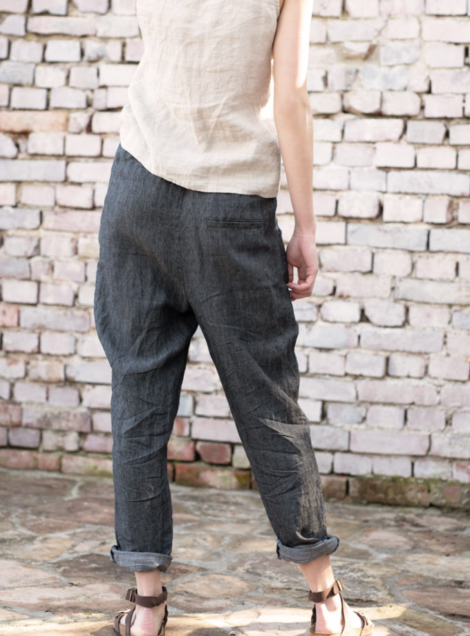 Lniane grubsze spodnie Do Podwijania