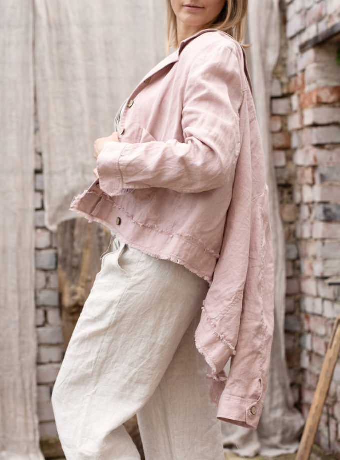 Lniana krótka kurtka Szkwał