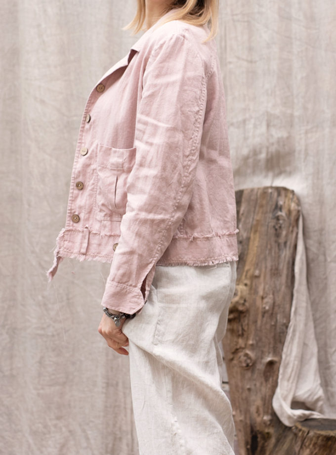 Lniana krótka kurtka Szkwał