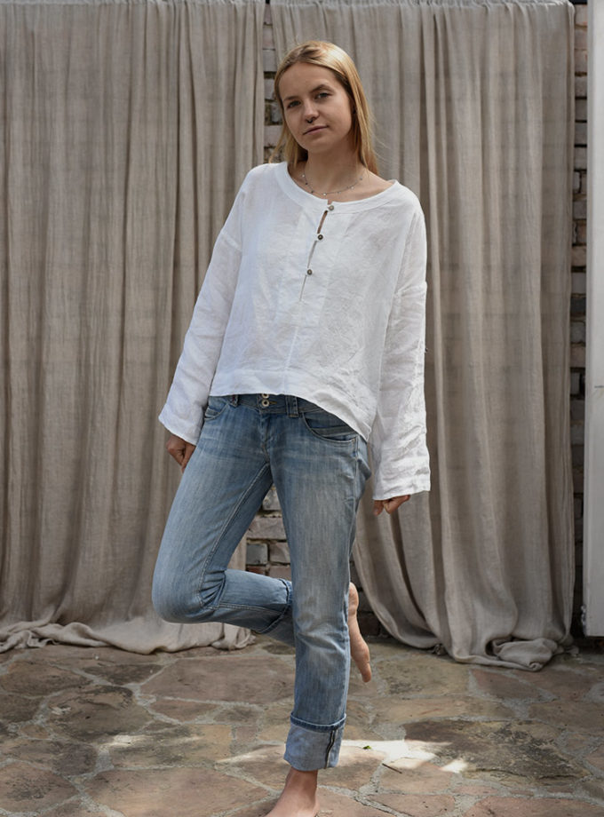 Lniana luźna koszula Polami