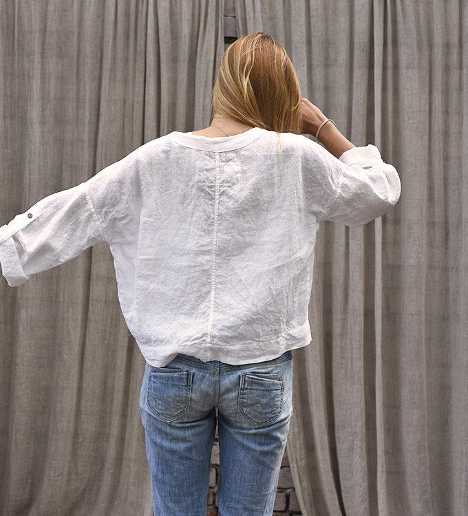 Lniana luźna koszula Polami