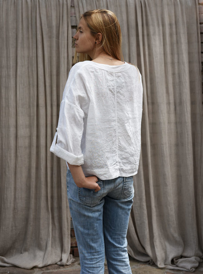 Lniana luźna koszula Polami