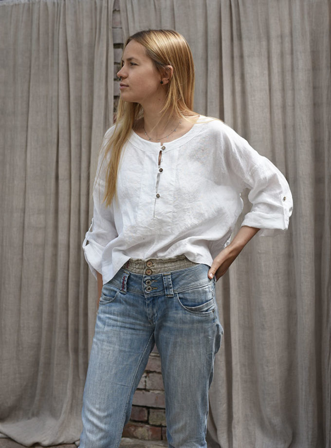 Lniana luźna koszula Polami