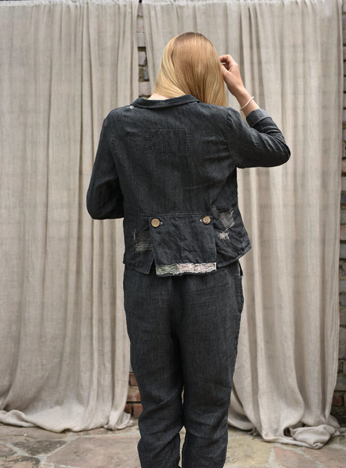 Lniana awangardowa marynarka Przez Pole