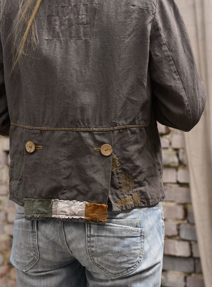 Lniana marynarka vintage Brąz na Polu