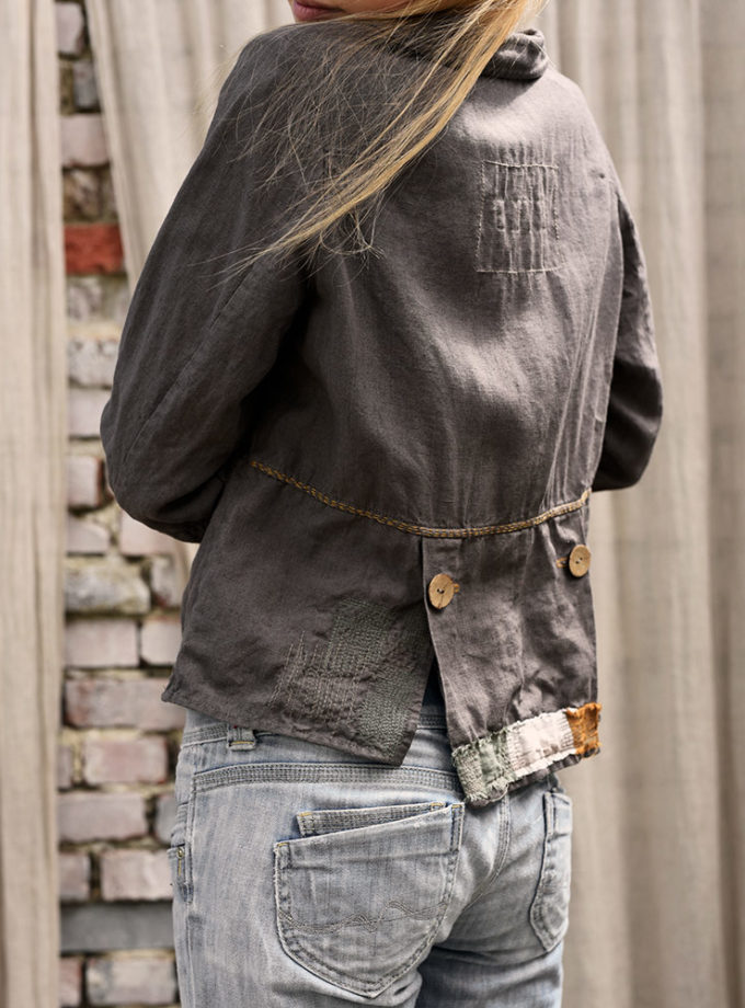 Lniana marynarka vintage Brąz na Polu