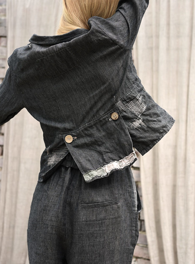 Lniana awangardowa marynarka Przez Pole