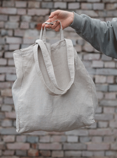 prosta lniana torba do sklepu w naturalnym kolorze