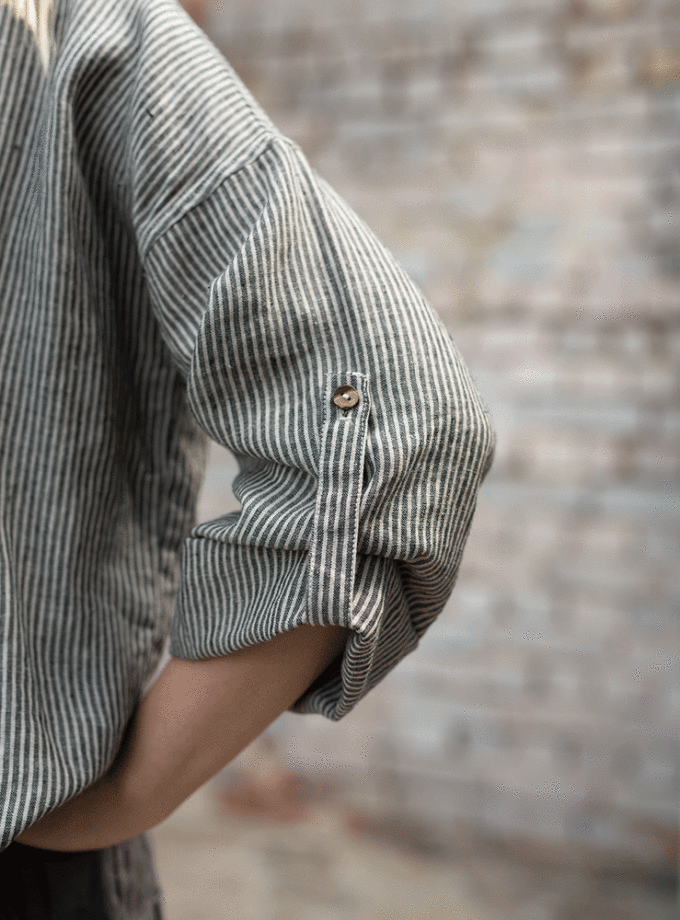 Lniana luźna koszula Pole w Paski