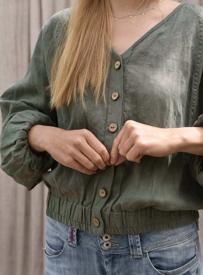 Lniana bluzka Bomber na Polu