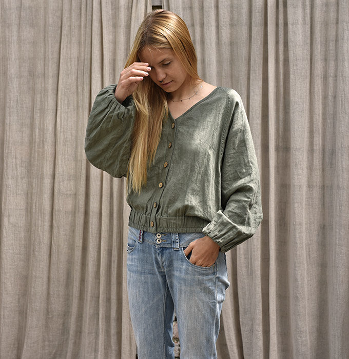 Lniana bluzka Bomber na Polu