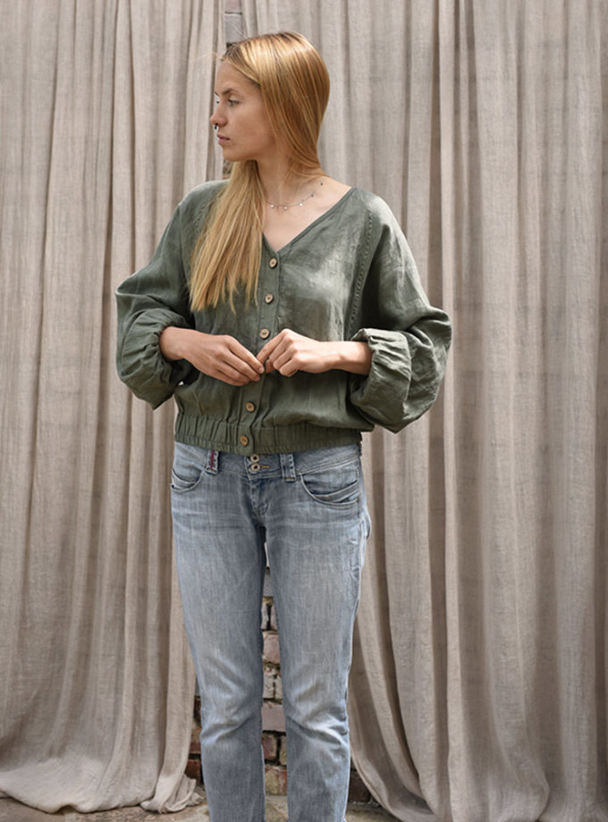 Lniana bluzka Bomber na Polu