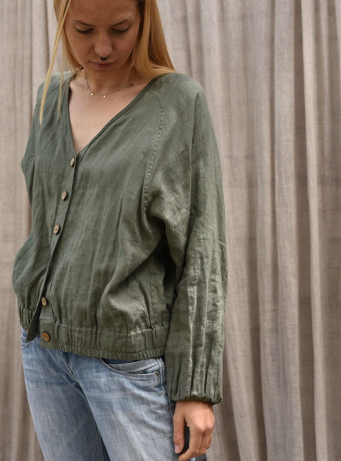 Lniana bluzka Bomber na Polu
