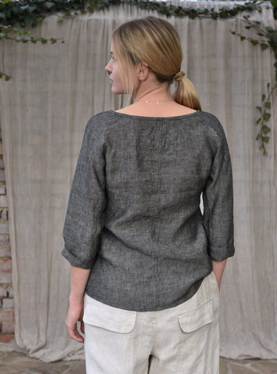 lniana bluzka z raglanowymi rekawami