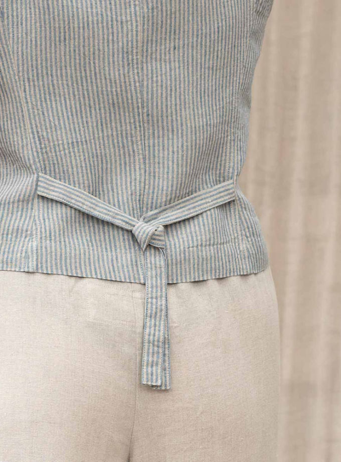 Lniana kamizelka damska Prążkowany Sen