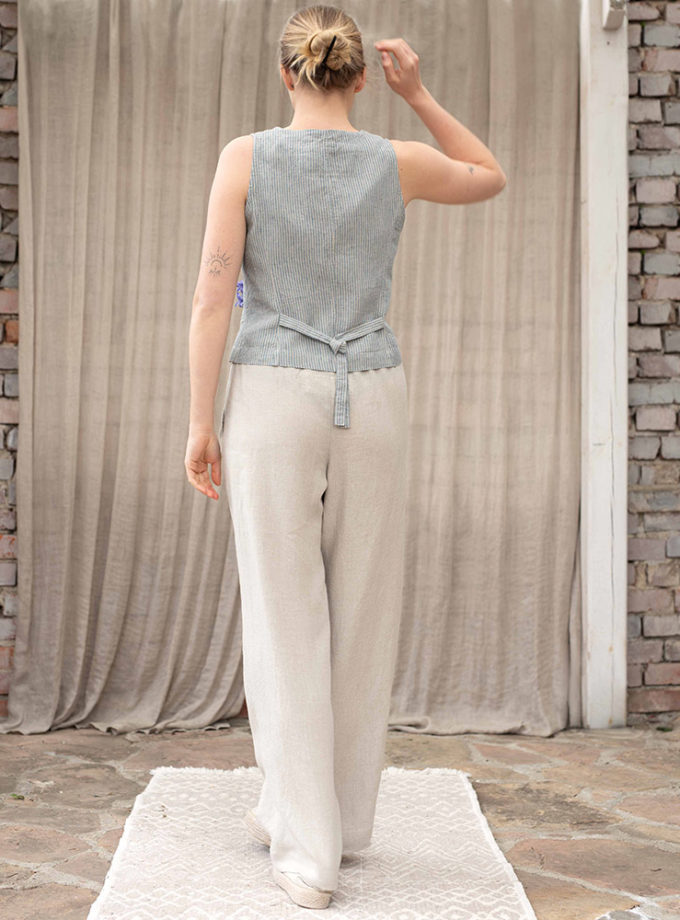 Lniana kamizelka damska Prążkowany Sen