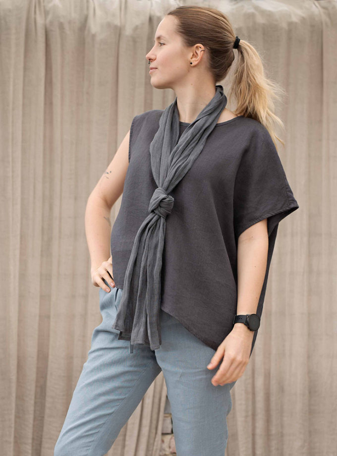 Lniany uniwersalny szal Poza Kolorem