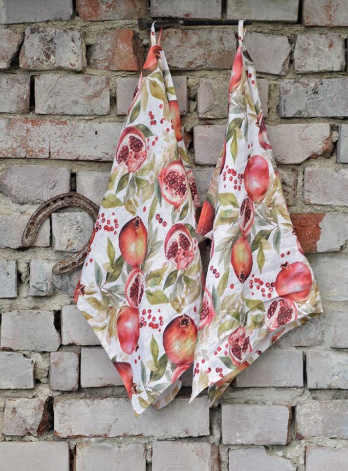 Komplet dwóch ściereczek z lnu - Granaty z Ogrodu