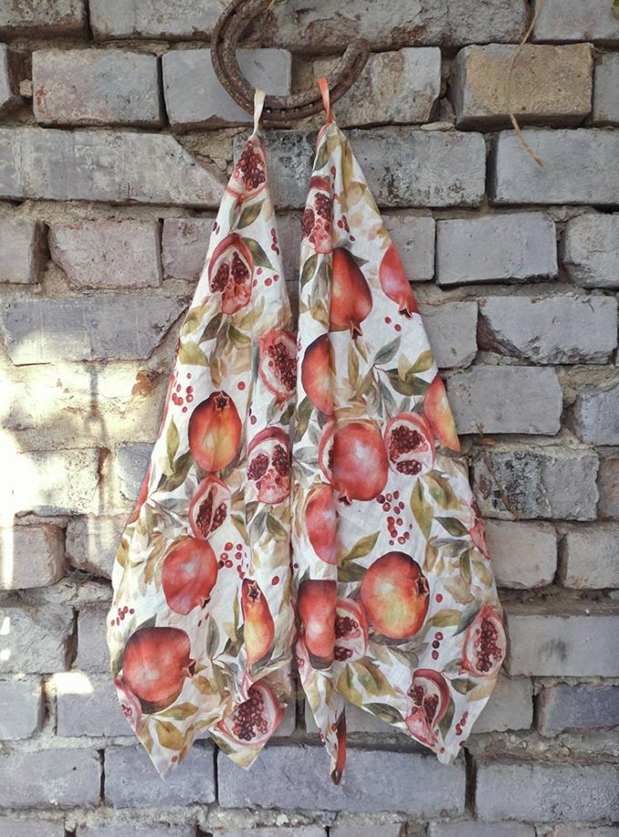 Komplet dwóch ściereczek z lnu - Granaty z Ogrodu