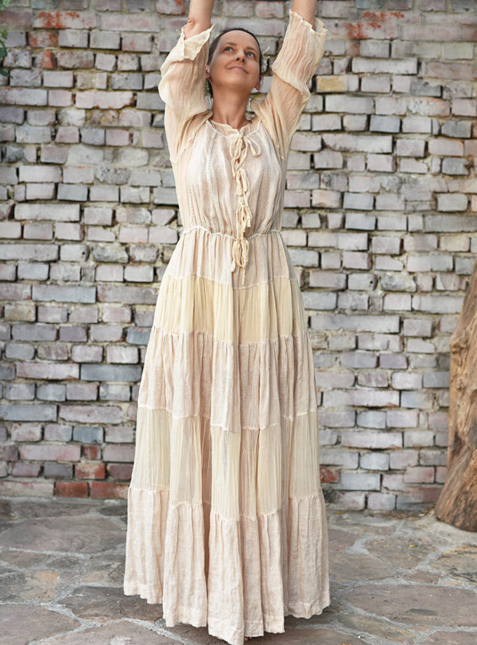 Lniana Jedwabna Suknia Ślubna - Szept Poranka